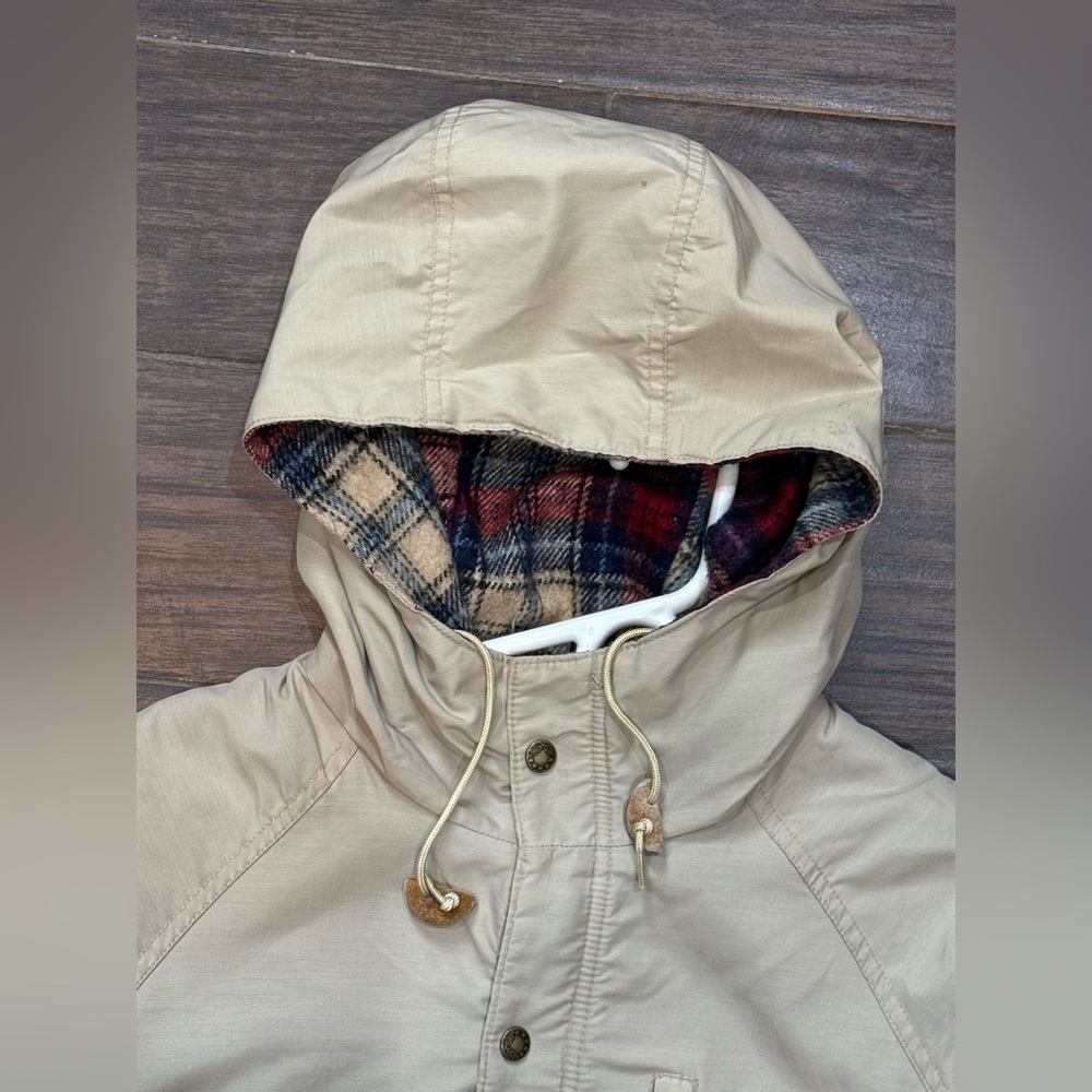 Beige Mountain Trails Plaid Lined Parka Jacket L - Picture 8 of 16